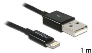 Delock Kabel LIGHTNING(M) USB-A(M) 1m czarny