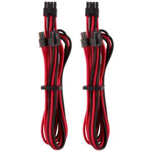 Corsair  Premium Sleeved PCIe Single Cable Twin Pack (Gen 4) - czerwony / czarny