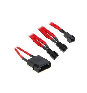 BitFenix ​​Molex na 3x 3-Pin 7V Adapter 20cm - rękaw czerwony / czarny
