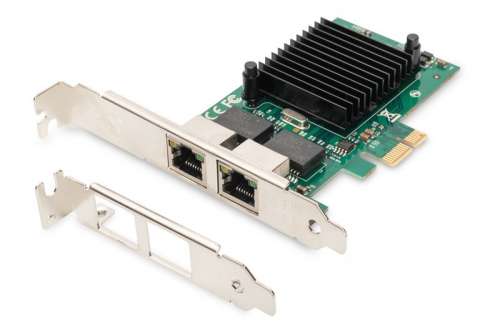 Digitus Karta sieciowa przewodowa PCI Express 2x RJ45 Gigabit 10/100/1000Mbps Low Profile-395791