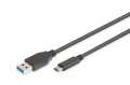 Digitus Kabel połączeniowy USB 3.1 Gen.1 SuperSpeed 5Gbps Typ USB A/USB C M/M 1m Czarny-2609888