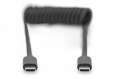 Digitus Kabel spiralny USB C/USB C, USB 2.0, PD 60W, max. 1m Czarny-3004341