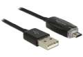 Delock Kabel USB MICRO(M)->USB-A(M) 2.0 1M czarny wskaźnik ładow.LED-384982