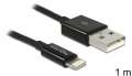Delock Kabel LIGHTNING(M) USB-A(M) 1m czarny-414455
