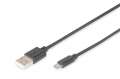 Digitus Kabel połączeniowy USB 2.0 HighSpeed Typ USB A/microUSB B M/M 1,8m Czarny-1754742
