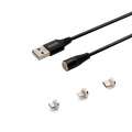 Savio Kabel magnetyczny USB - USB typ C, Micro i Lightning, czarny, 1m, CL-152-3199711