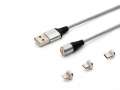 Savio Kabel magnetyczny USB - USB typ C, Micro i Lightning, srebrny, 1m, CL-153-2500707