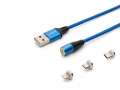 Savio Kabel magnetyczny USB - USB typ C, Micro i Lightning, niebieski, 1m, CL-154-2500709