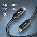 AXAGON BUCM2-CM10AB Kabel USB-C - USB-C, 1.0m 5A charging, ALU, 240W PD, oplot, USB2.0-3668823