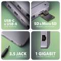 AXAGON HMC-12GM2 hub USB 12 in1 10Gbps, 3x USB-A, USB-C, HDMI, DP,  RJ-45, M.2, SD/mSD, audio, PD-3670895