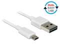 Delock Kabel Micro USB AM-BM Dual Easy-USB 2m Biały-226031