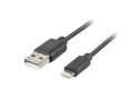 LANBERG Kabel Lightning - USB-A M/M 1m czarny, pełna miedź-303162