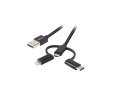 LANBERG Kabel Premium 3in1 USB AM - micro USB BM + Lightning M + USB CM  2.0 1,8m czarny-314959