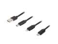 LANBERG Kabel COMBO USB-A(M)->USB MICRO(M)+LIGHTNING(M)+USB-C(M) 2.0 1m czarny Premium-382043
