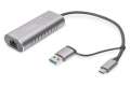 Digitus Karta sieciowa przewodowa USB 3.1 Typ C + USB A do 1x RJ45 2.5 Gigabit Ethernet 10/100/1000/2500Mbps-1575942