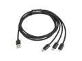 Kabel Premium Combo USB AM - Micro USB BM + Lightning M + USB CM 2.0 1,8m czarny -314965