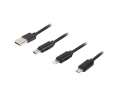 Kabel Premium Combo USB AM - Micro USB BM + Lightning M + USB CM 2.0 1,8m czarny -314966