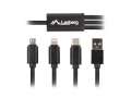 Kabel Premium Combo USB AM - Micro USB BM + Lightning M + USB CM 2.0 1,8m czarny -314967