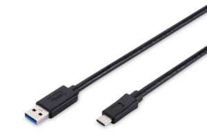Digitus Kabel połączeniowy USB 3.1 Gen.1 SuperSpeed 5Gbps Typ USB A/USB C M/M 1m Czarny