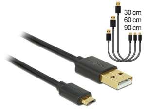 Delock Kabel USB Micro AM-MBM5P 2.0 0.3m 0.6m 0.9m Czarny