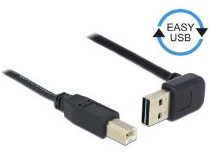Delock Kabel USB AM-BM 2.0 0.5m czarny kątowy góra/dół Easy-USB