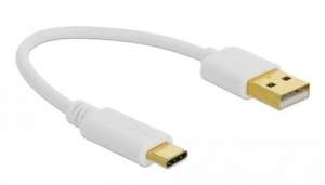 Delock Kabel USB-C - USB-A 2.0 0.15m biały