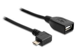 Delock Kabel USB MICRO(M) kątowy prawo->USB-A(F) 2.0 0.5M OTG czarny