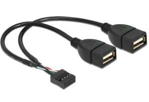 Delock Kabel USB PIN HEADER(M) 10 PIN-2x USB-A(F) 2.0