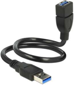 Delock Przedłużacz USB-A M/F 3.0 0.35m czarny profilowany