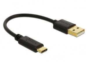 Delock Kabel USB-C(M)->USB-A(M)2.0 0.15M czarny 85354