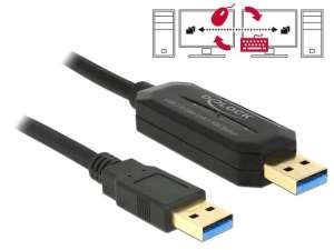 Delock Kabel USB 3.0 Data Link PC Bridge 1.5m AM-AM (obsługa 2 komputerów  jedną myszką i klawiaturą)