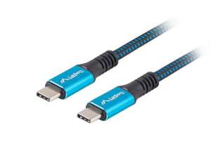 Lanberg Kabel USB-C M/M USB4 0.5m 100W 8K 60HZ czarno-niebieski