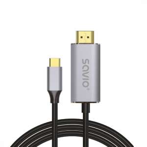 Savio Kabel USB- C v3.1 do HDMI 2.0B, 1m, srebrno-czarny, złote końcówki, CL-170