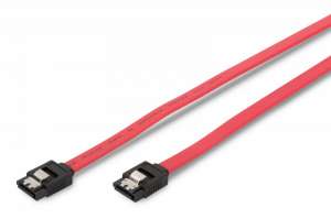 Digitus Kabel połączeniowy Serial ATA z zatrzaskami Typ SATA (7pin)/SATA (7pin) Ż/Ż 0,5m Czerwony