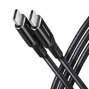AXAGON Kabel BUCM-CM30AB USB-C USB-C 2.0, 3m, PD 60W, 3A, ALU, oplot, Czarny