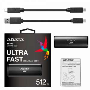 Adata Dysk zewnętrzny SSD SE760 512GB USB3.2-A/C Czarny 
