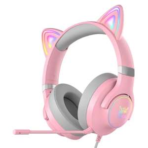 Onikuma Słuchawki gamingowe X30 kocie uszy Różowe 