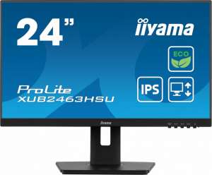 IIYAMA ProLite XUB2463HSU-B1 IPS,100HZ,ECO,3ms,SLIM,HDMI,DP,2x USB3.22x2W,HAS(150mm),TCO,EPEAT Monitor 23.8 cala