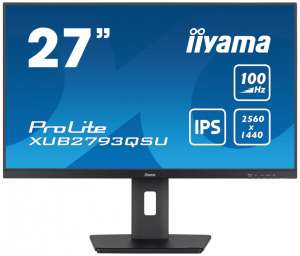 IIYAMA ProLite XUB2793QSU-B6 IPS,QHD,HAS(150mm),100Hz,HDMI,DP,2x2W   2xUSB(3.2),FreeSync Monitor 27 cali 