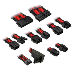 Kolink Core Pro Braided Cable Extension Kit 12V-2x6 Typ 2 - Jet Black/Racing Red