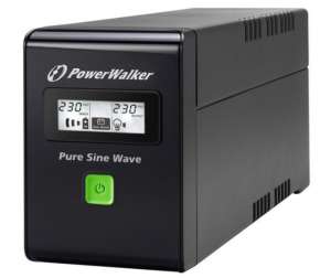 PowerWalker UPS Line-In 600VA 2xSchuko 230V Pure sine WAVE, RJ11/45 IN/OUT, USB, LCD