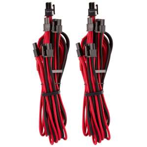 Corsair  Premium Sleeved PCIe Dual Cable Twin Pack (Gen 4) - czerwony / czarny