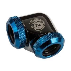BitsPower adapter 90 stopni 12 mm AD hardtube na 12 mm AD hardtube - błyszczący czarny / niebieski
