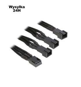 BitFenix 3-Pin do 3x 3-Pin Adapter 60cm - rękaw czarny / czarny