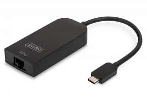 Digitus Karta sieciowa przewodowa USB 3.0 Typ C do RJ45 Gigabit Ethernet 2.5Gbps 10/100/1000/2500Mbps