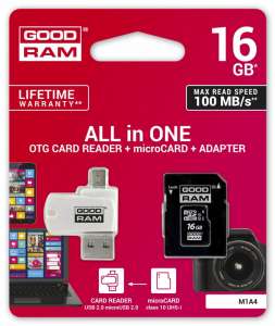 GOODRAM Karta microSDHC 16GB CL10 + adapter + czytnik