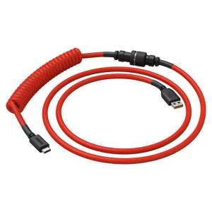 Glorious PC Gaming Race Coiled Cable Crimson Red, USB-C oraz USB-A Kabel Spiralny - 1.37m czerwono/czarny