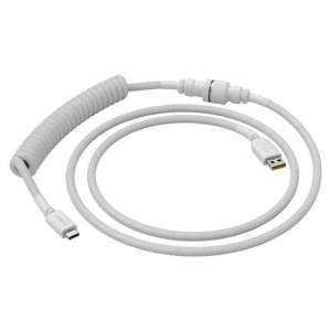 Glorious PC Gaming Race Coiled Cable Ghost White, USB-C oraz USB-A Kabel Spiralny - 1.37m biały