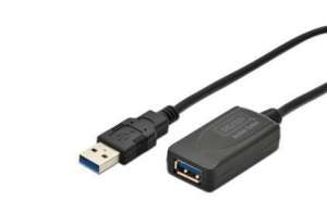 Digitus Kabel przedłużający USB 3.0 SuperSpeed Typ USB A/USB A M/Ż aktywny, czarny 5m