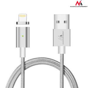 Kabel USB 2.0 Maclean MCE161 USB A (M) - Lightning (M) magnetyczny, Quick & Fast Charge, srebrny, 1m